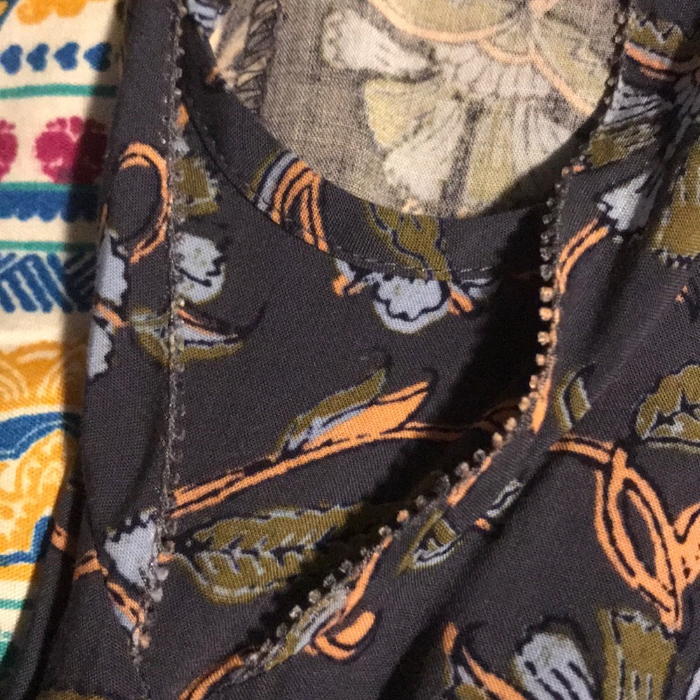 LOFT Navy Floral Print Cap-Sleeve Shirt Dress - Picture 8 of 8